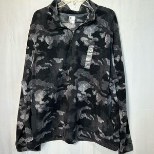 All in motion Fleece Pullover Size XXL Black and Gray Camo New Pockets